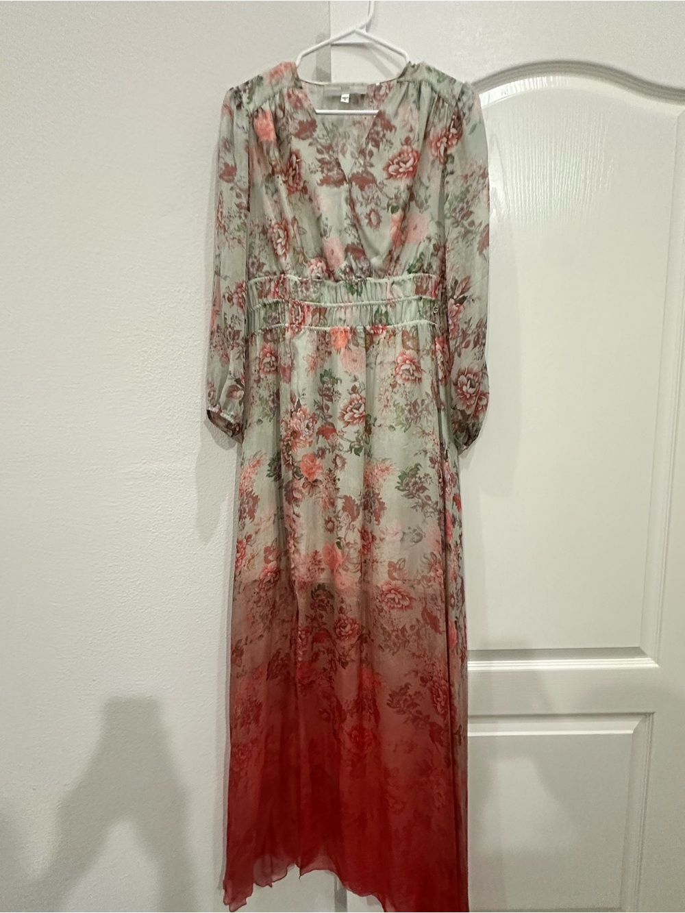 Guess Floral Ombre Maxi Dress in Mint and Coral